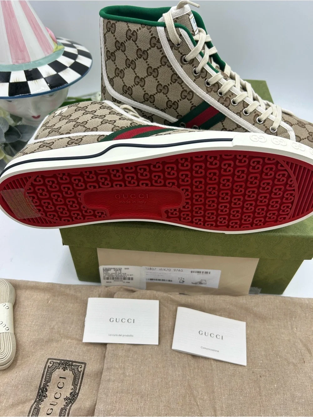 Men's Gucci tennis 1977 GG monogram canvas sneakers size 12.5 fits 13 US